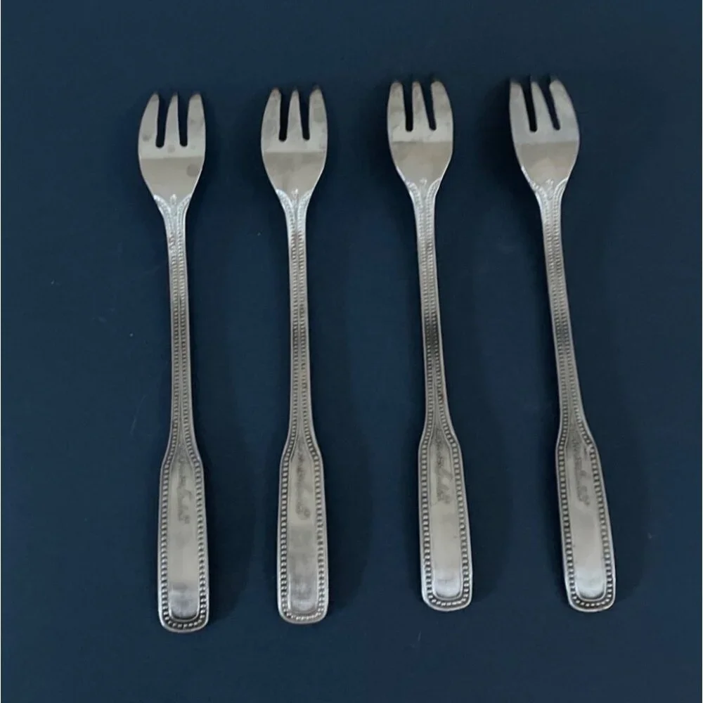 Stainless By Salem 1776 Pattern Cocktail Seafood Forks Set of 4 Flatware Beaded